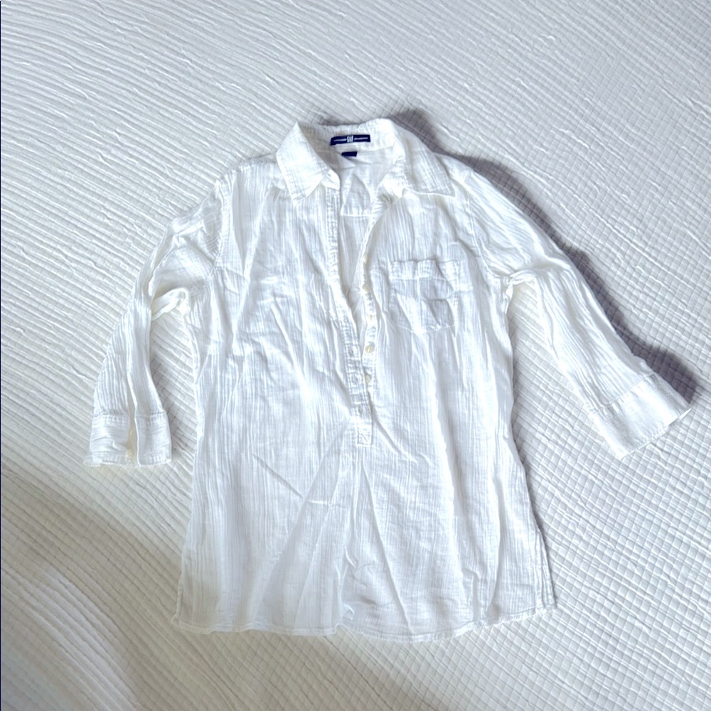 GAP White Button Down Shirt Long Sleeve Top